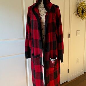 Torrid Red and Black Plaid Long Cardigan